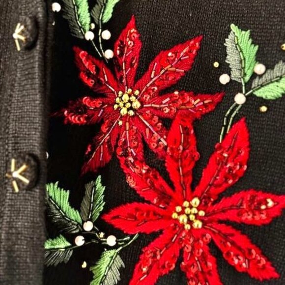 Victoria Jones Christmas Sweater Removable Faux Fur Collar Festive Holiday Wear - Picture 3 of 11